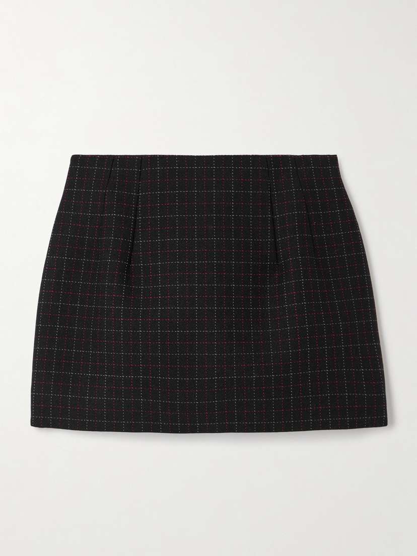 Wardrobe.NYC Contour Checked Wool Mini Skirt