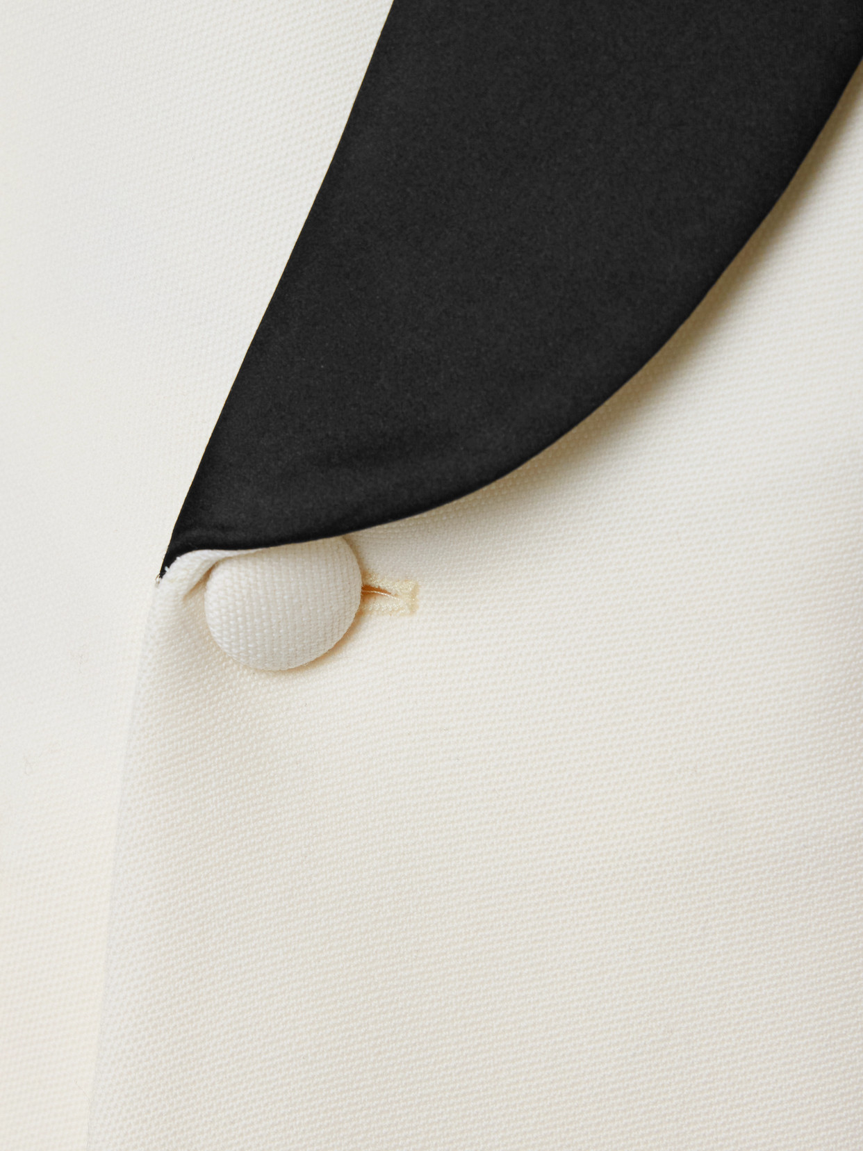 Wardrobe.nyc Double-breasted Satin-trimmed Wool-crepe Midi Dress In Off-white