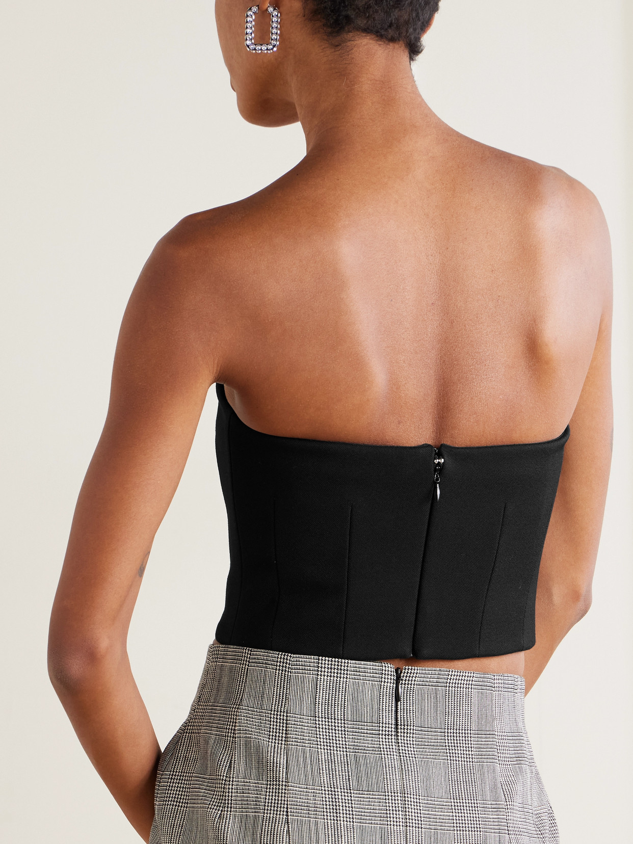 Wardrobe.nyc Grain De Poudre Wool-blend Bustier Top In Black