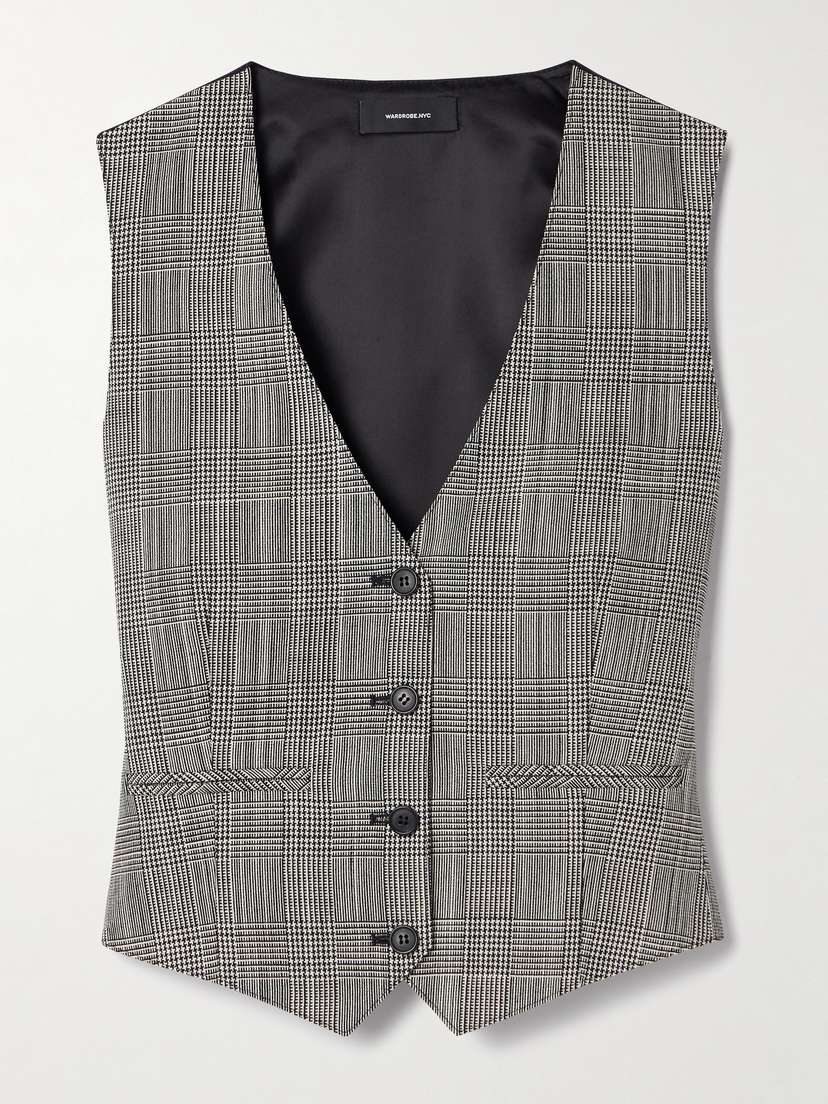 Wardrobe.NYC Paneled Prince Of Wales Checked Wool And Satin-twill Vest