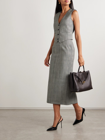 Wardrobe.NYC Paneled Prince of Wales checked wool and satin-twill vest