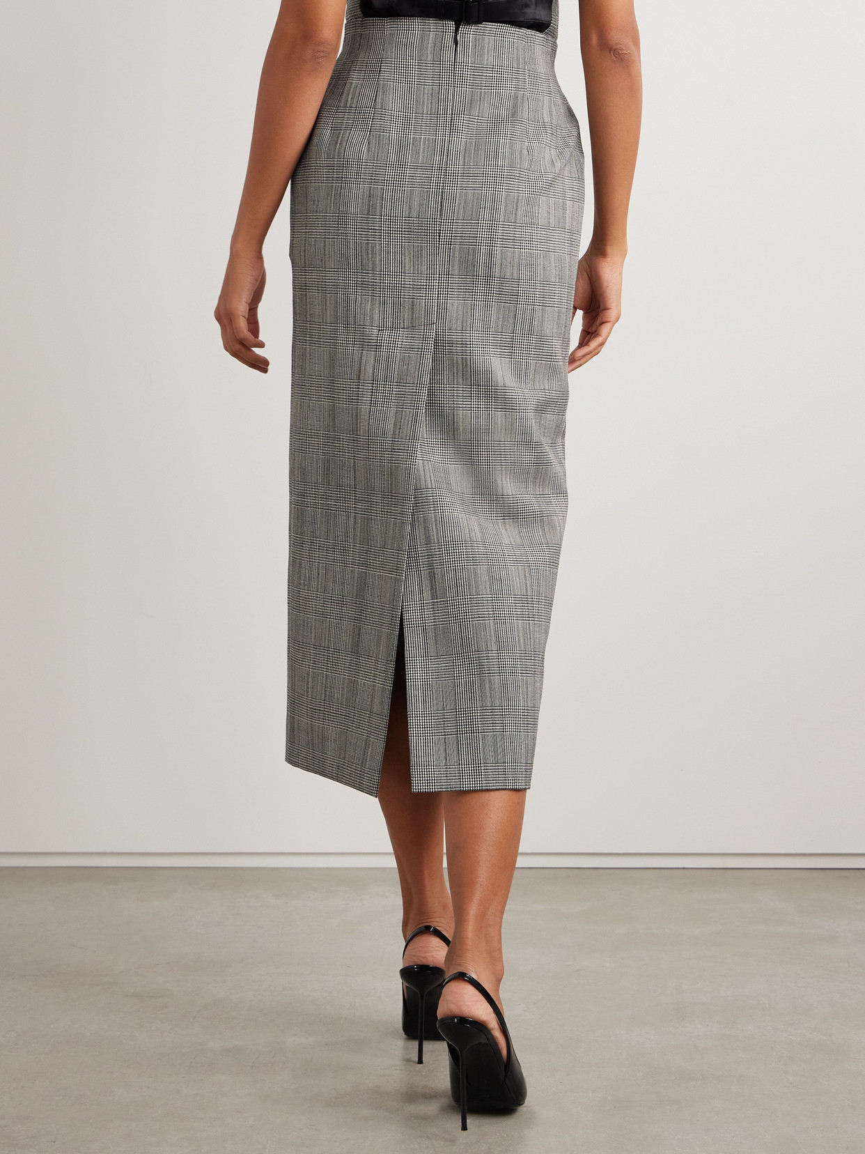 WARDROBE.NYC PRINCE OF WALES CHECKED WOOL MIDI SKIRT