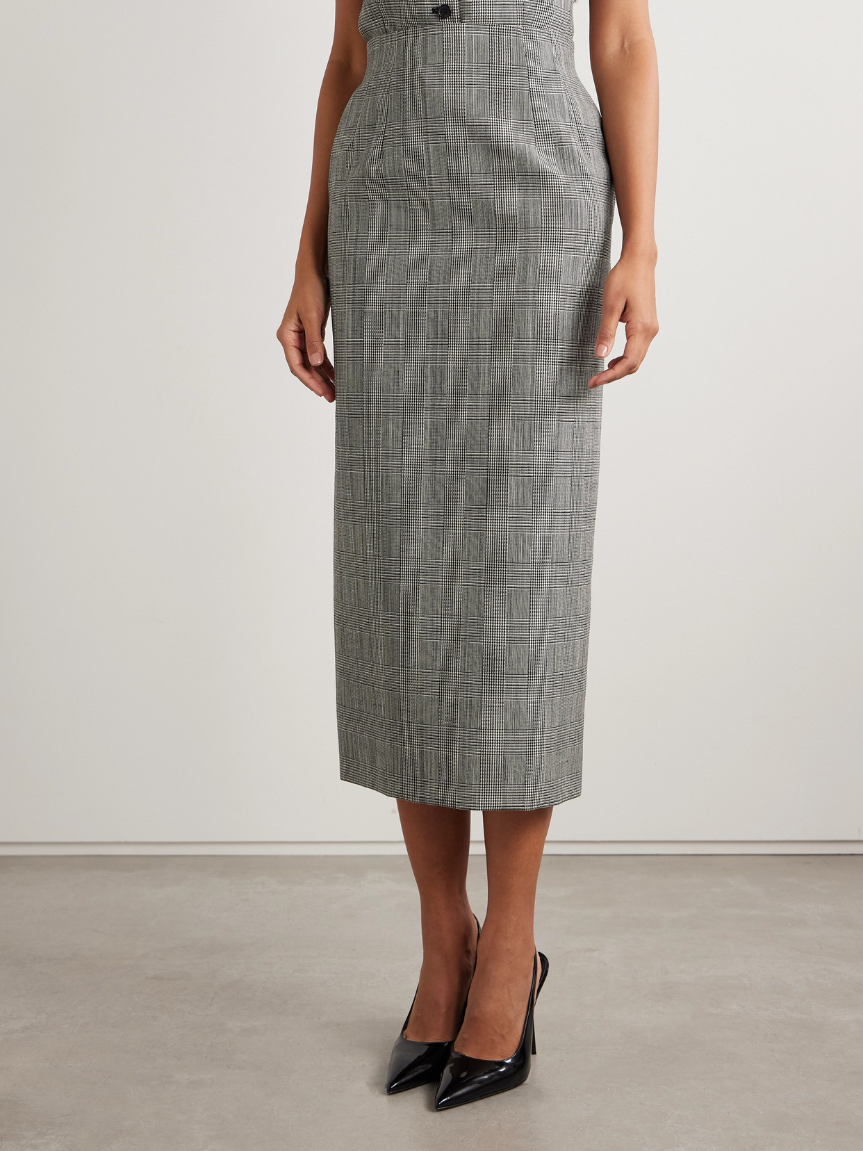 WARDROBE.NYC PRINCE OF WALES CHECKED WOOL MIDI SKIRT
