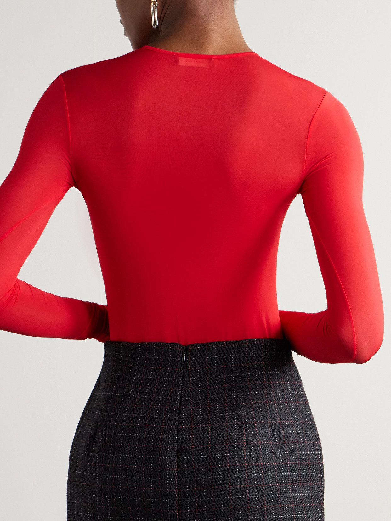 Wardrobe.nyc Stretch-jersey Thong Bodysuit In Red