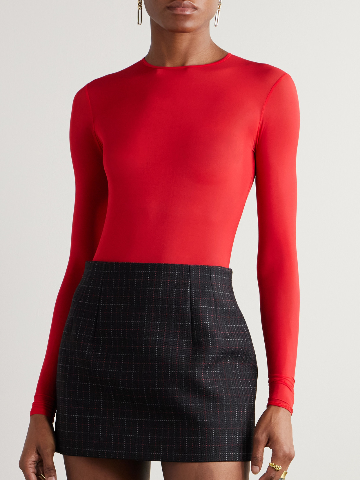 Wardrobe.nyc Stretch-jersey Thong Bodysuit In Red