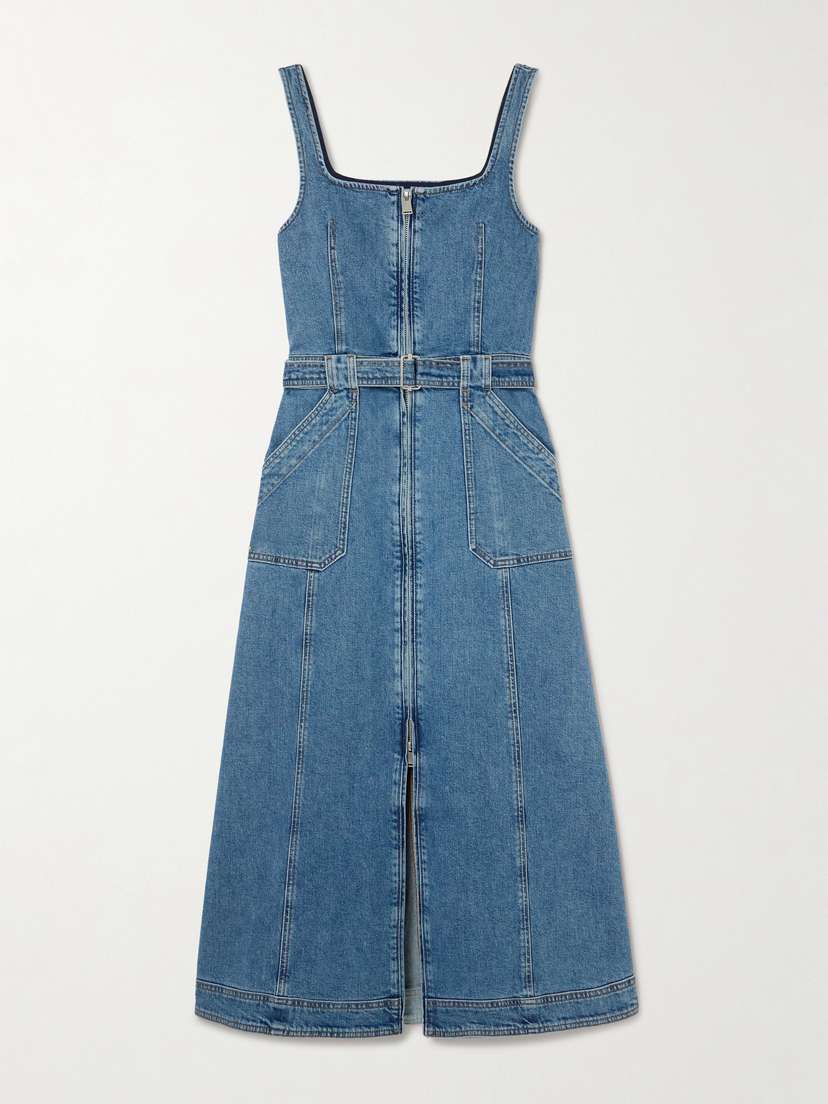 Simkhai Manson Belted Denim Midi Dress