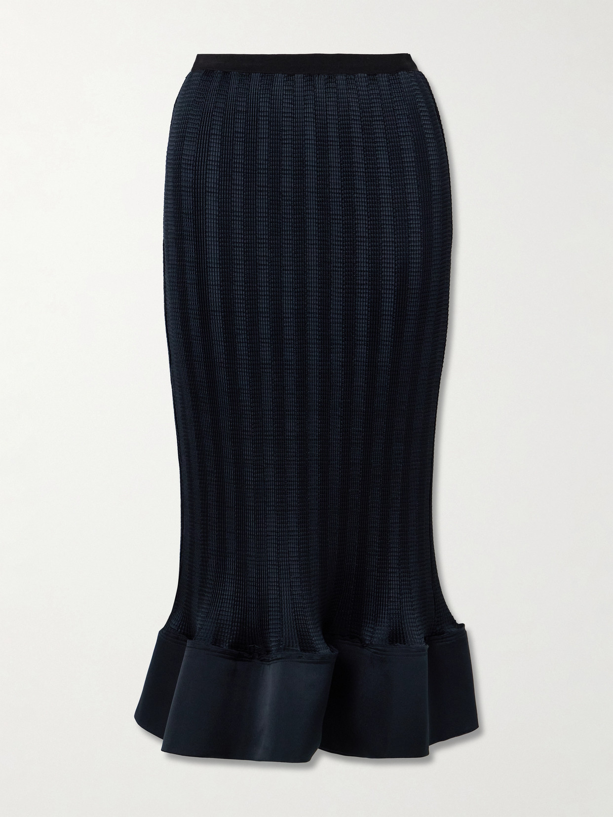 Simkhai Hollis Shirred Satin Midi Skirt In Black