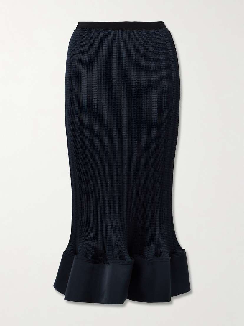 Simkhai Hollis Shirred Satin Midi Skirt