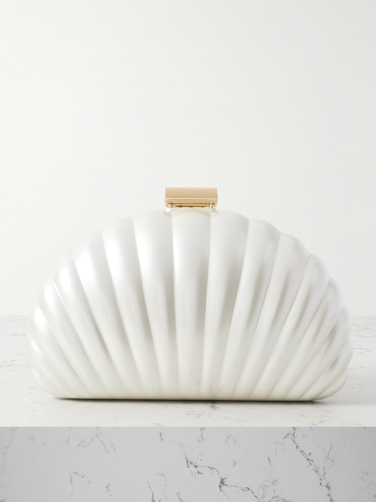 Simkhai Monet Pearlized Shell Clutch Bag In Ivory