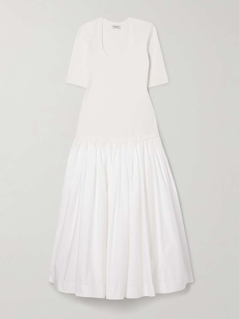 Simkhai Patton Paneled Pleated Cotton-blend Poplin Midi Dress