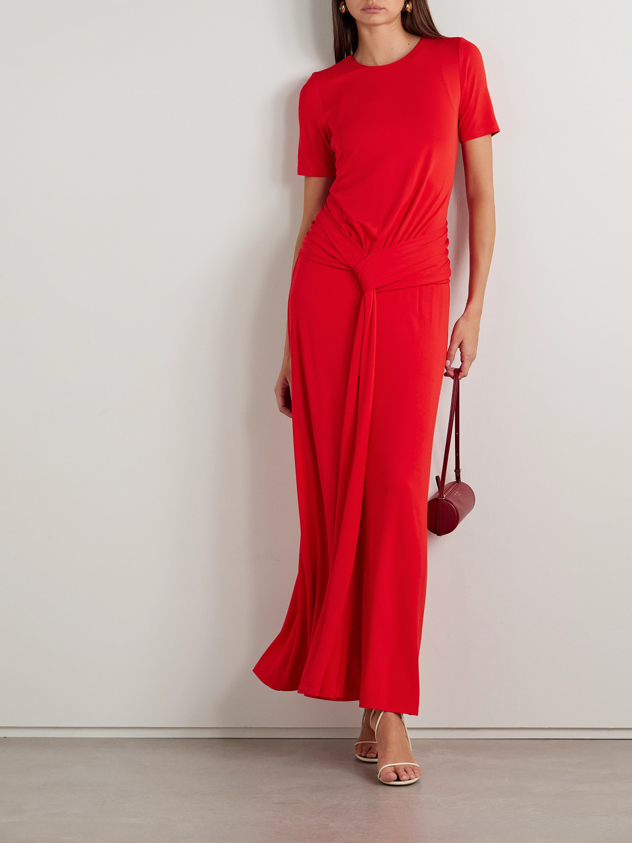 SIMKHAI NALANI TIE-FRONT DRAPED STRETCH-JERSEY GOWN