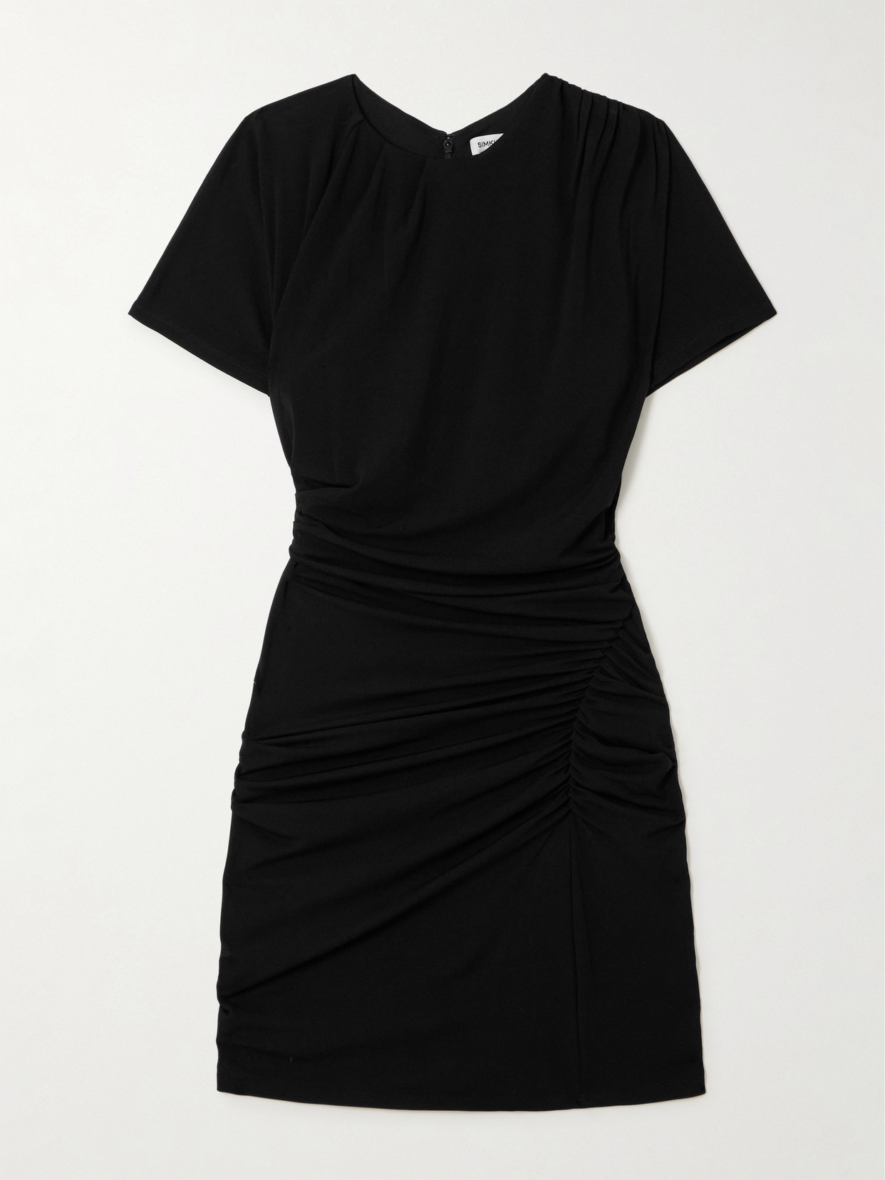 Simkhai Kiko Ruched Jersey Mini Dress In Black