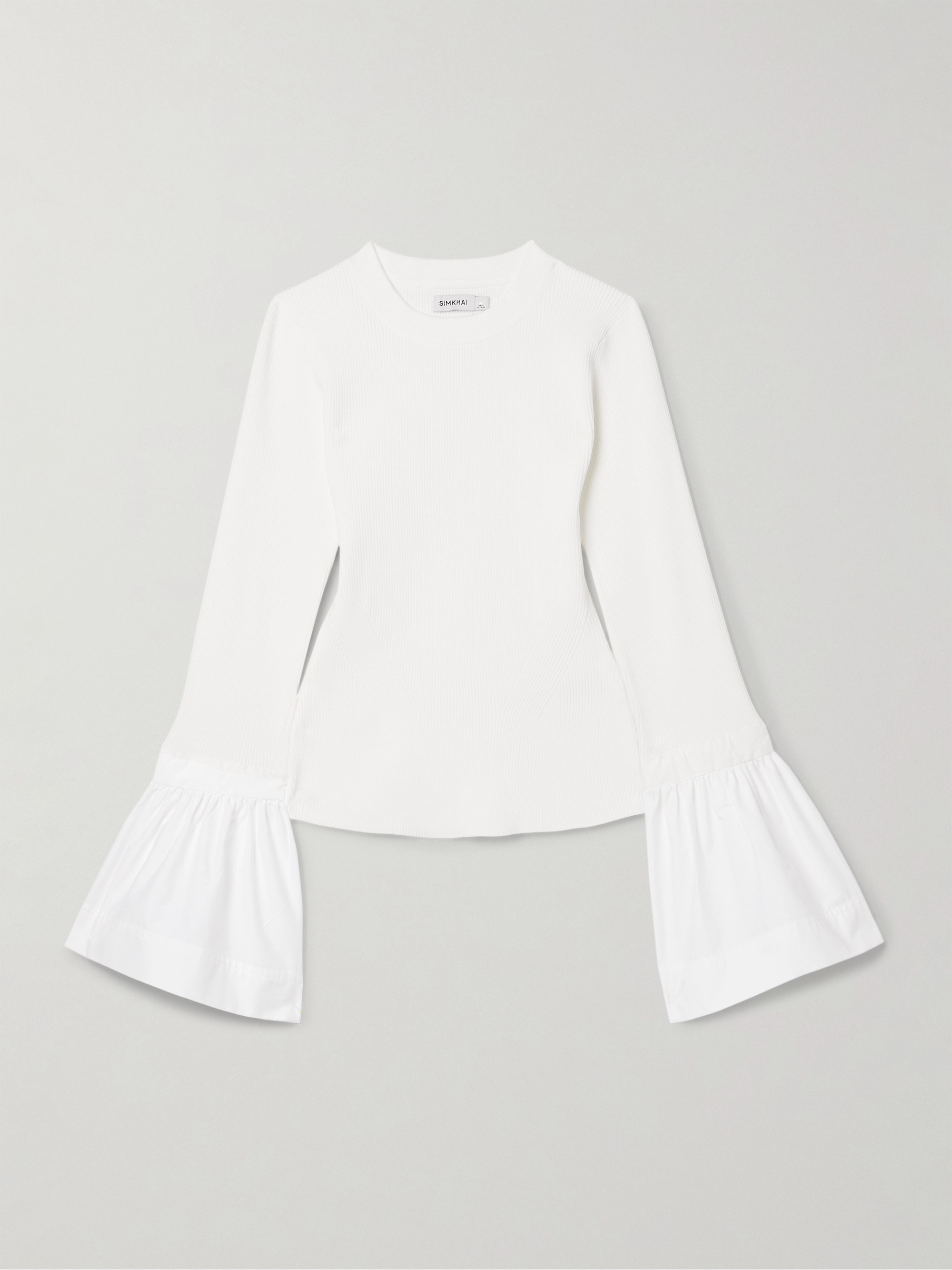 SIMKHAI Agata poplin-trimmed ribbed-knit top thumbnail