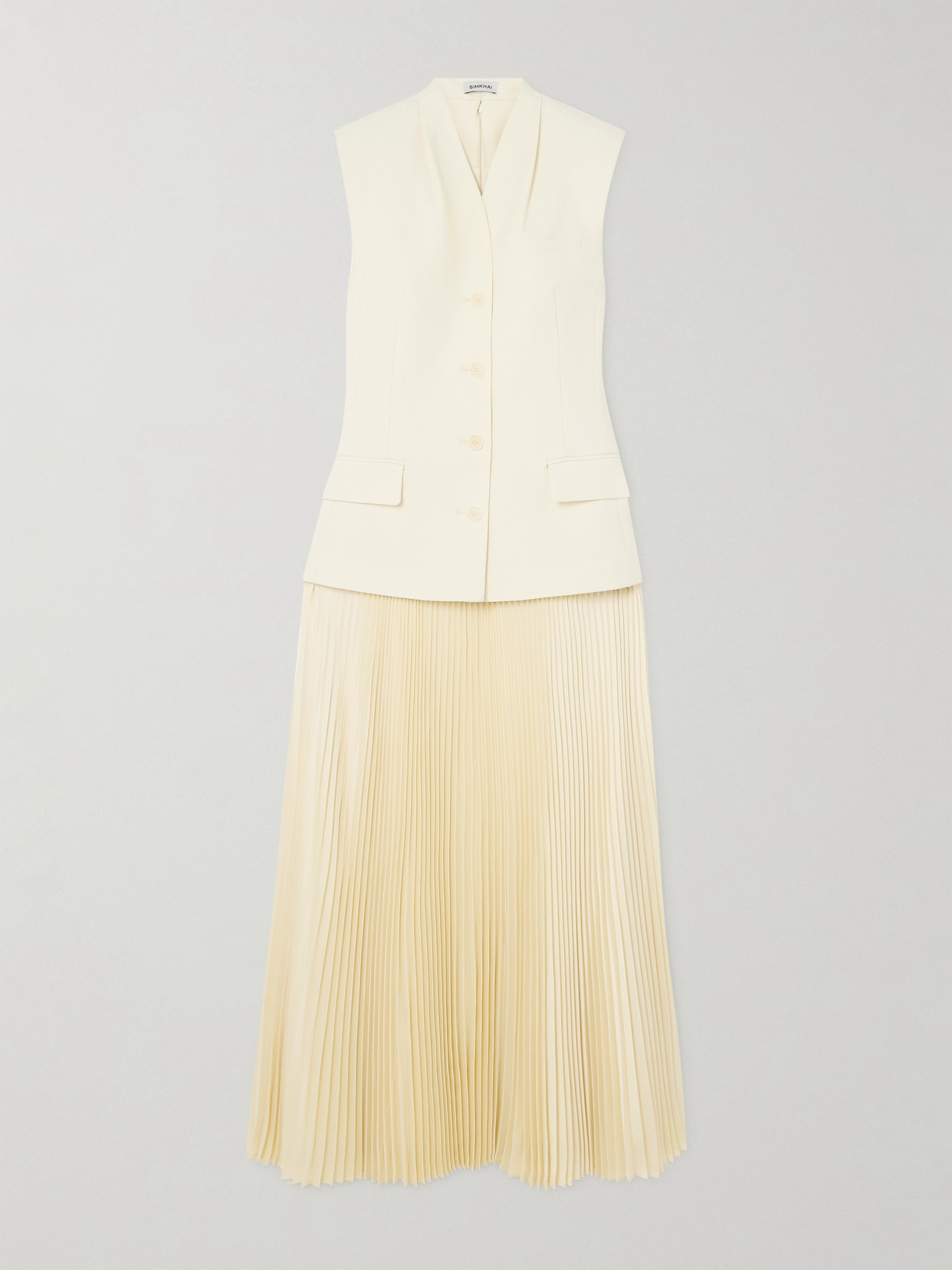Simkhai 'georgina' Multicolor Long Dress With Sleeveless Vest In White