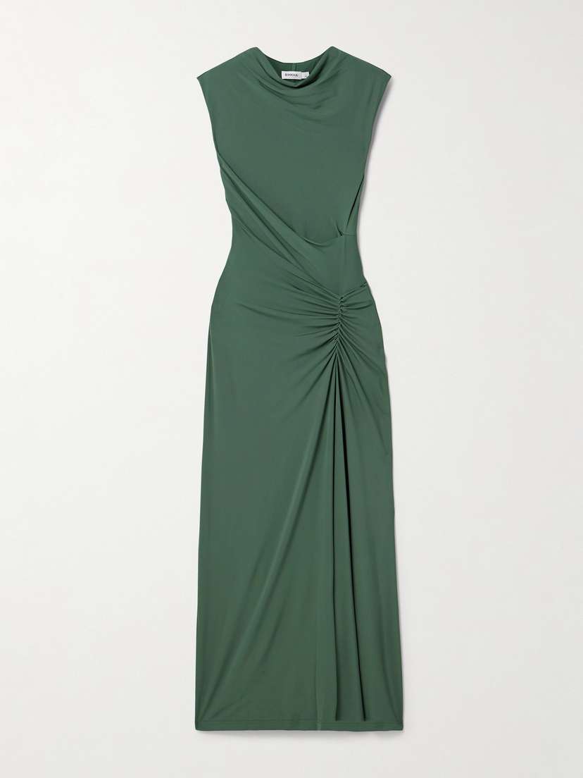 Simkhai Acacia Draped Ruched Stretch-jersey Midi Dress