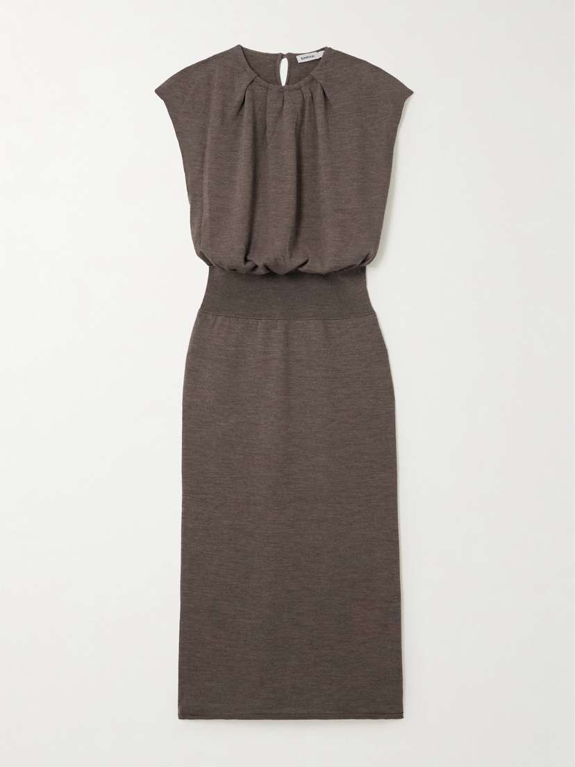 Simkhai Xion Gathered Merino Wool Midi Dress