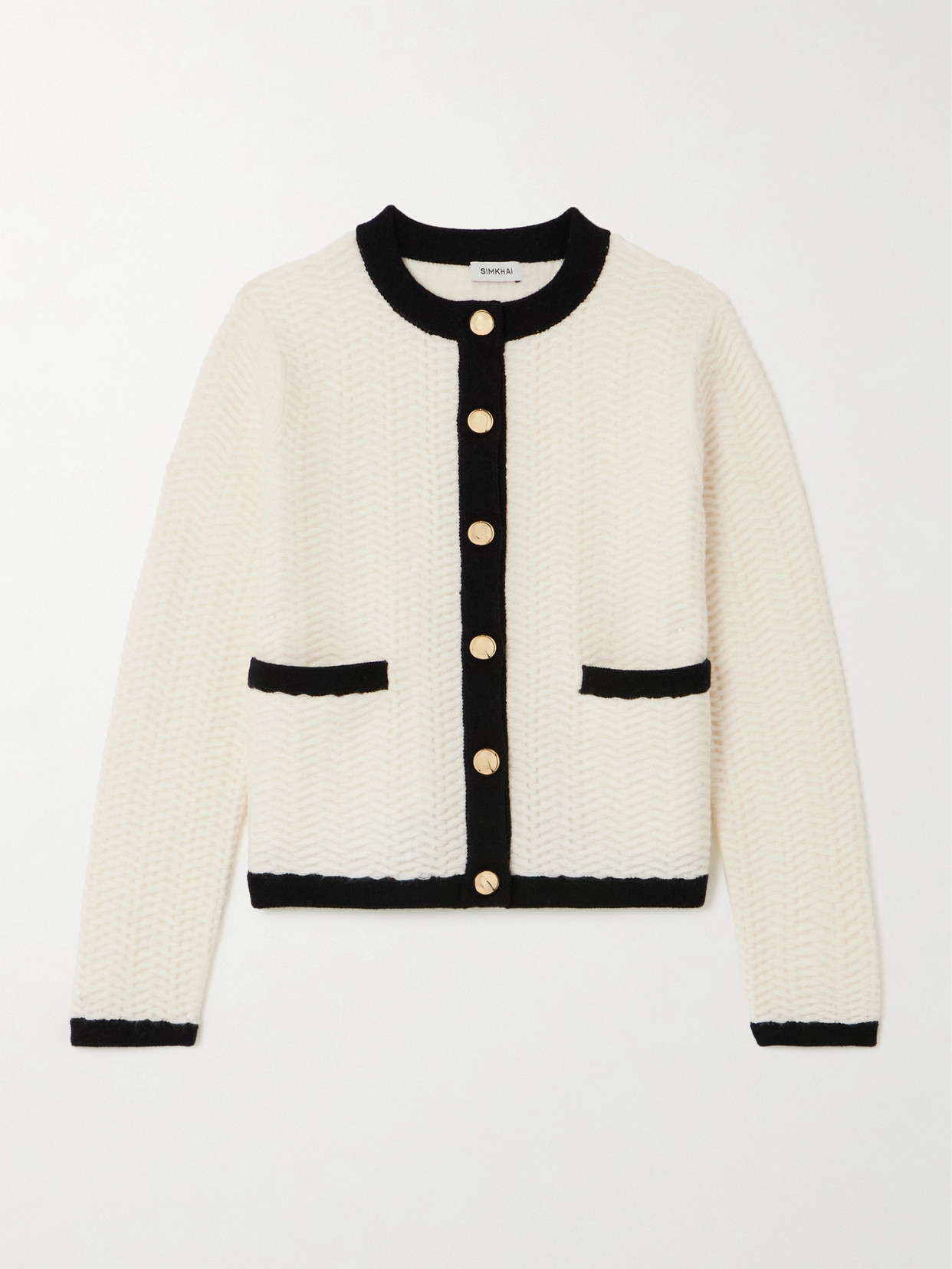 Simkhai Klaire Two-tone Wool And Cashmere-blend Cardigan In Ivory