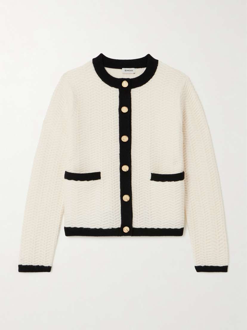 Simkhai Klaire Two-tone Wool And Cashmere-blend Cardigan