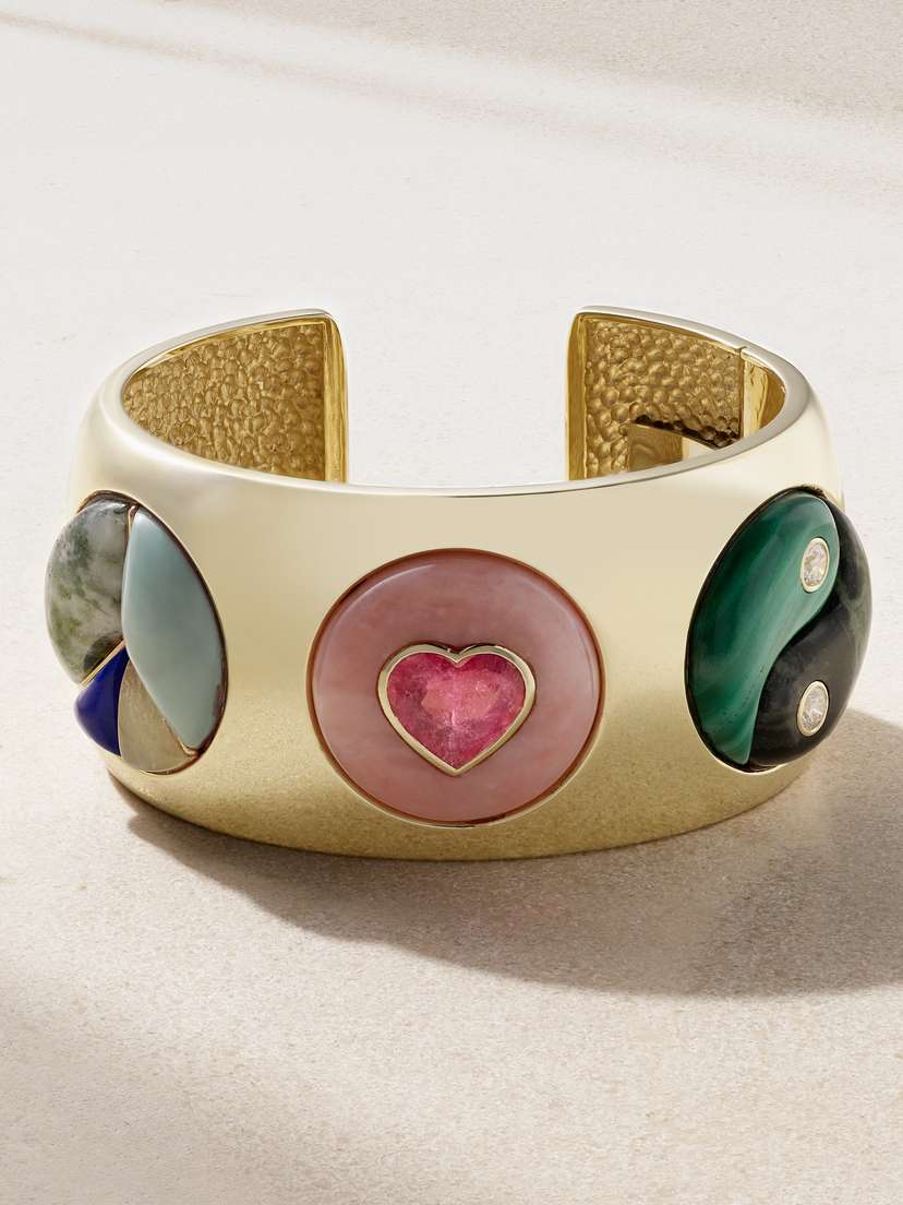 Retrouvaí Lollipop Peace, Love And Harmony 14-karat Gold Multi-stone Cuff