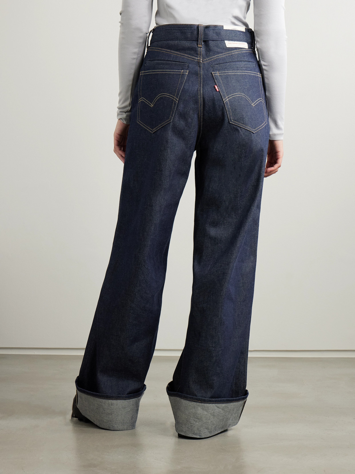 Sacai + Levi's Belted High-rise Wide-leg Jeans