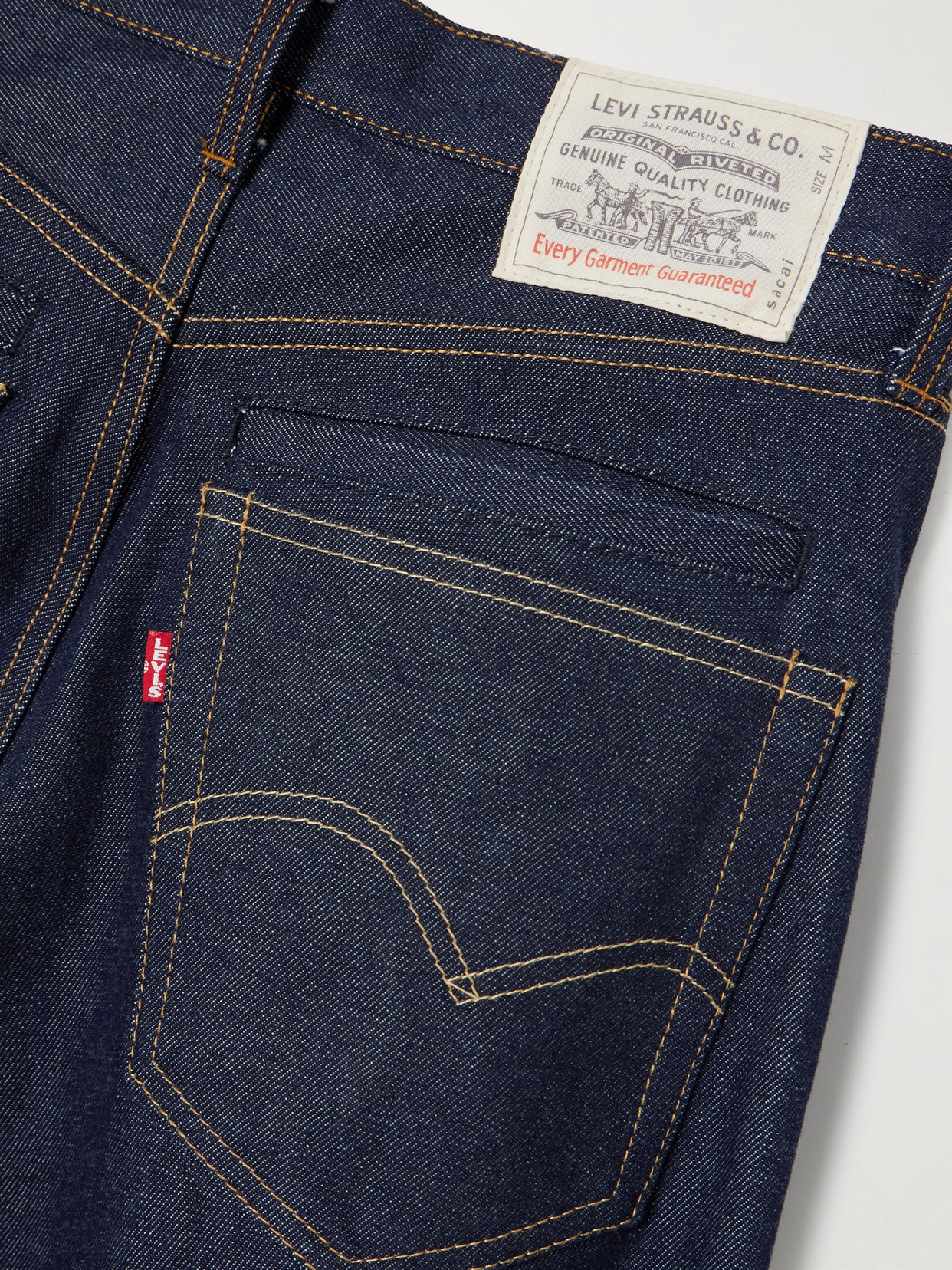 Sacai + Levi's Belted High-rise Wide-leg Jeans