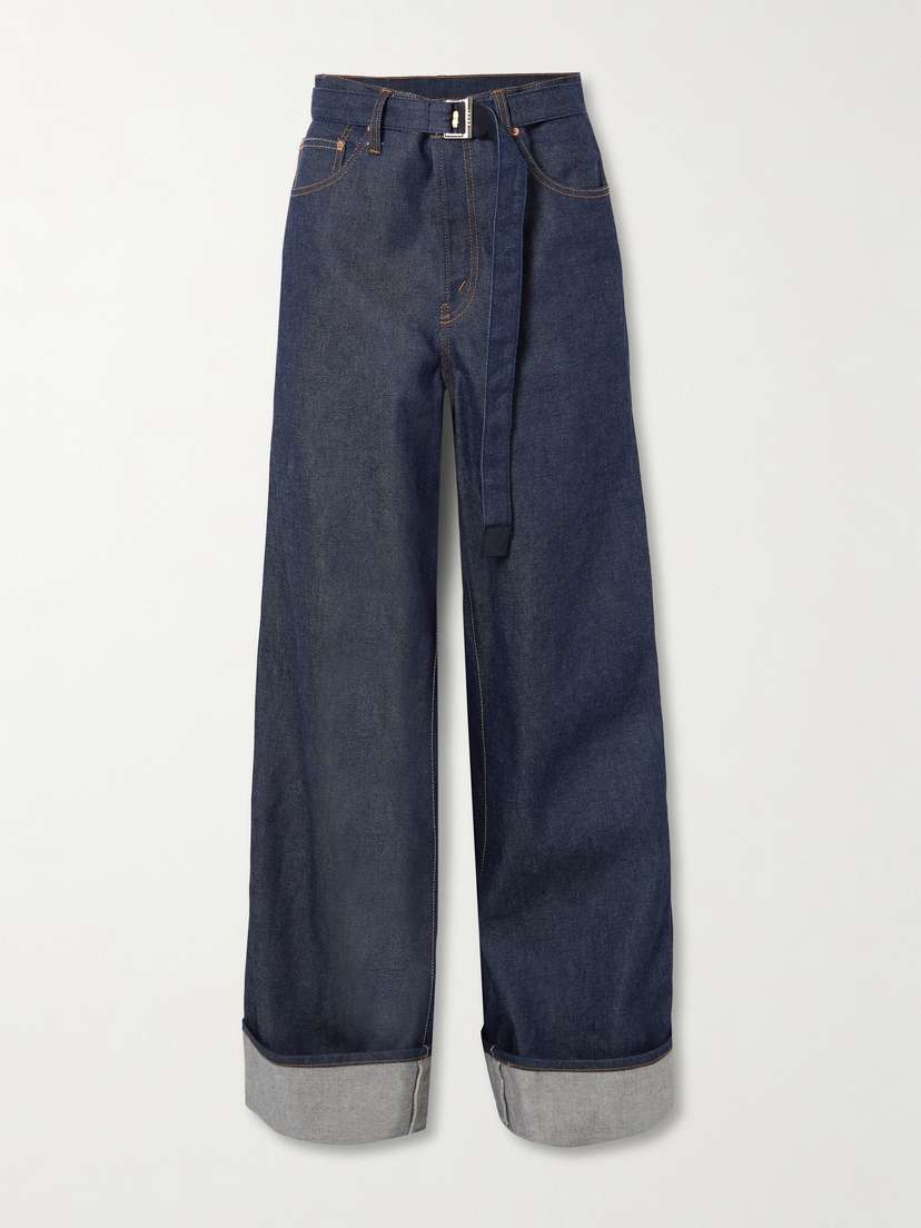 Sacai + Levi's Belted High-rise Wide-leg Jeans