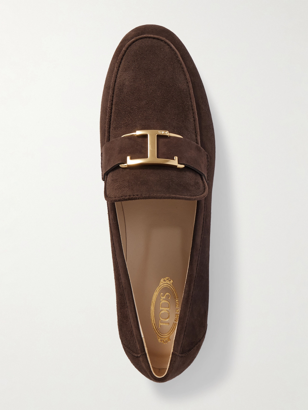 Tod's Embellished Nubuck Loafers In Brown
