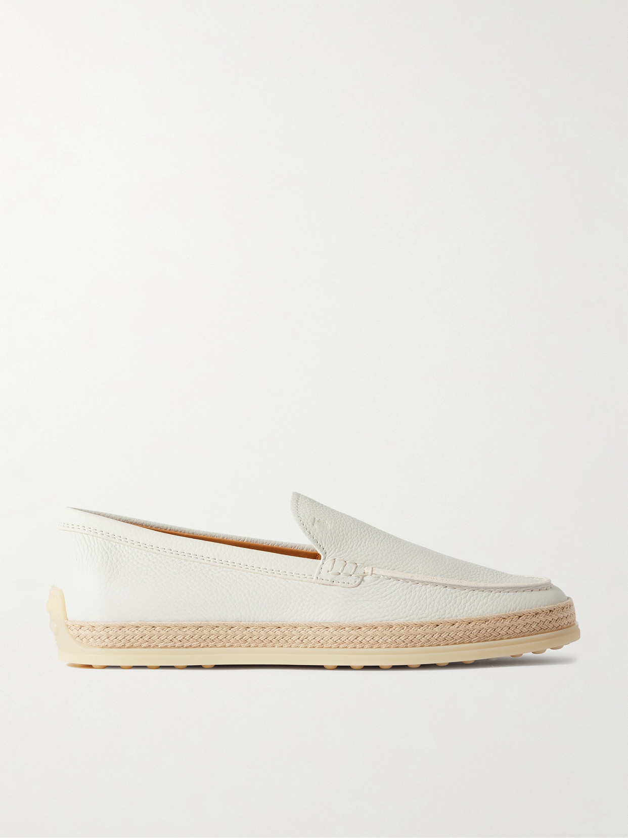 Tod's - Raffia-trimmed Leather Loafers - White