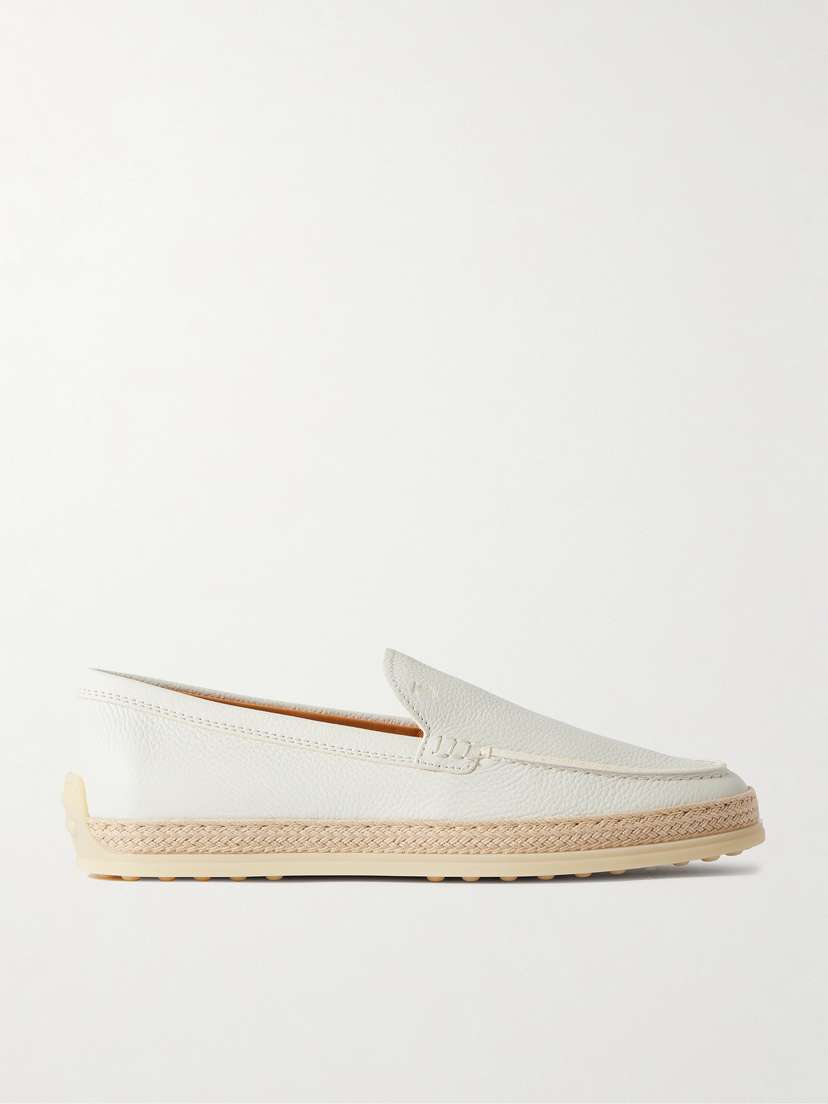 Tod's Raffia-trimmed Leather Loafers