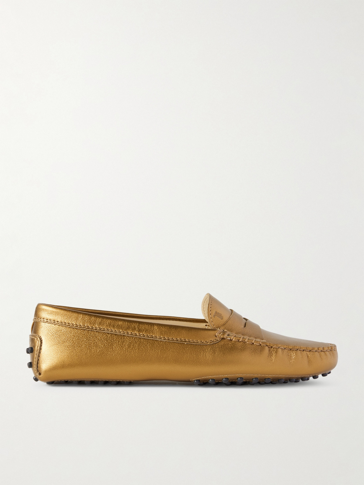Tod's Gommino Metallic Leather Loafers