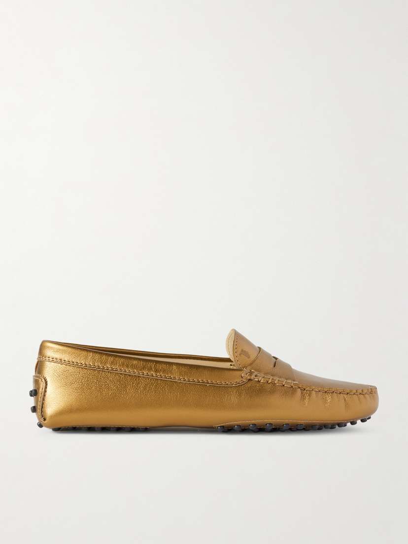 Tod's Gommino Metallic Leather Loafers