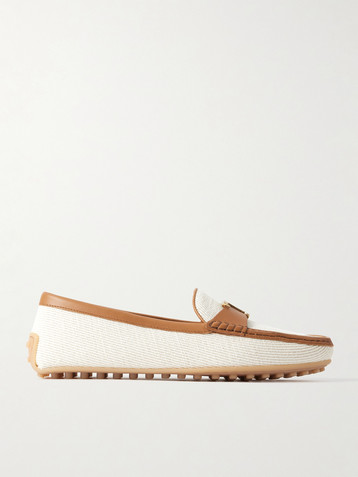 Tod's Gomma 10L embellished leather-trimmed canvas loafers