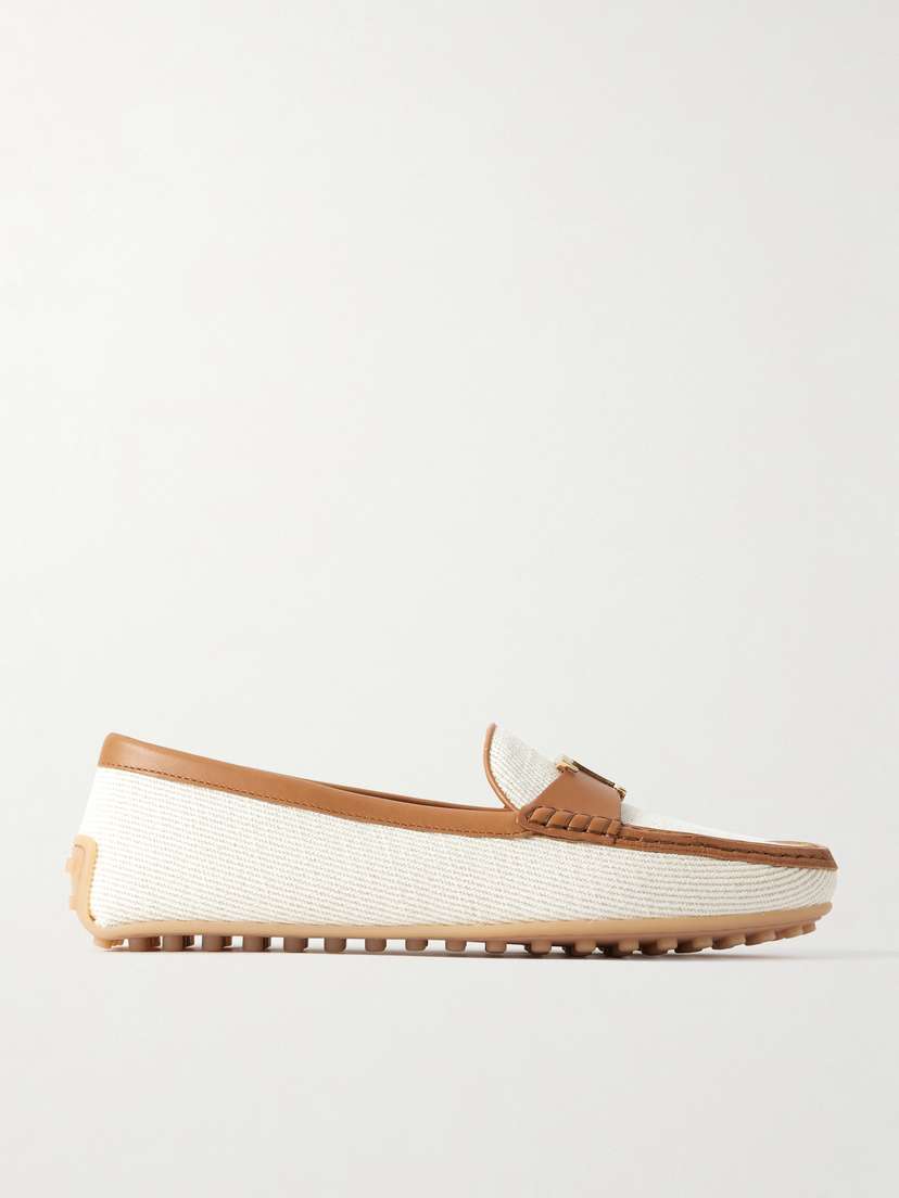 Tod's Gomma 10l Embellished Leather-trimmed Canvas Loafers