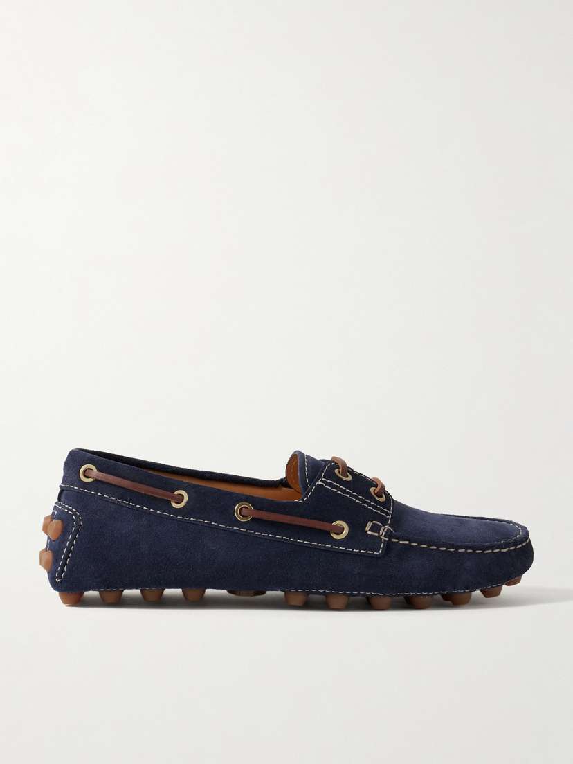 Tod's Gommino Macro Leather-trimmed Suede Loafers