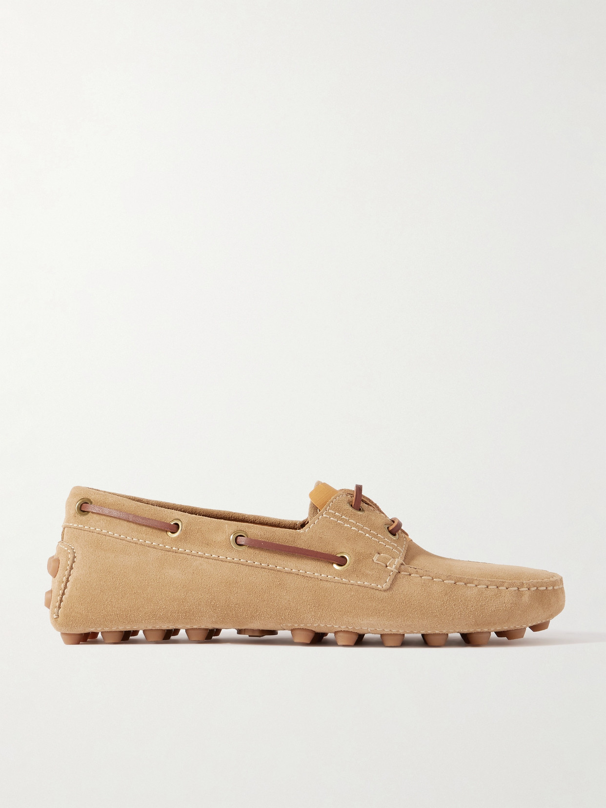 Tod's Gommino Leather-trimmed Suede Loafers In Brown