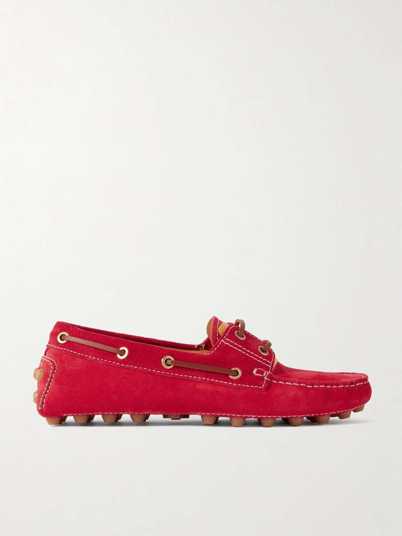 Tod's Gommino Leather-trimmed Suede Boat Shoes