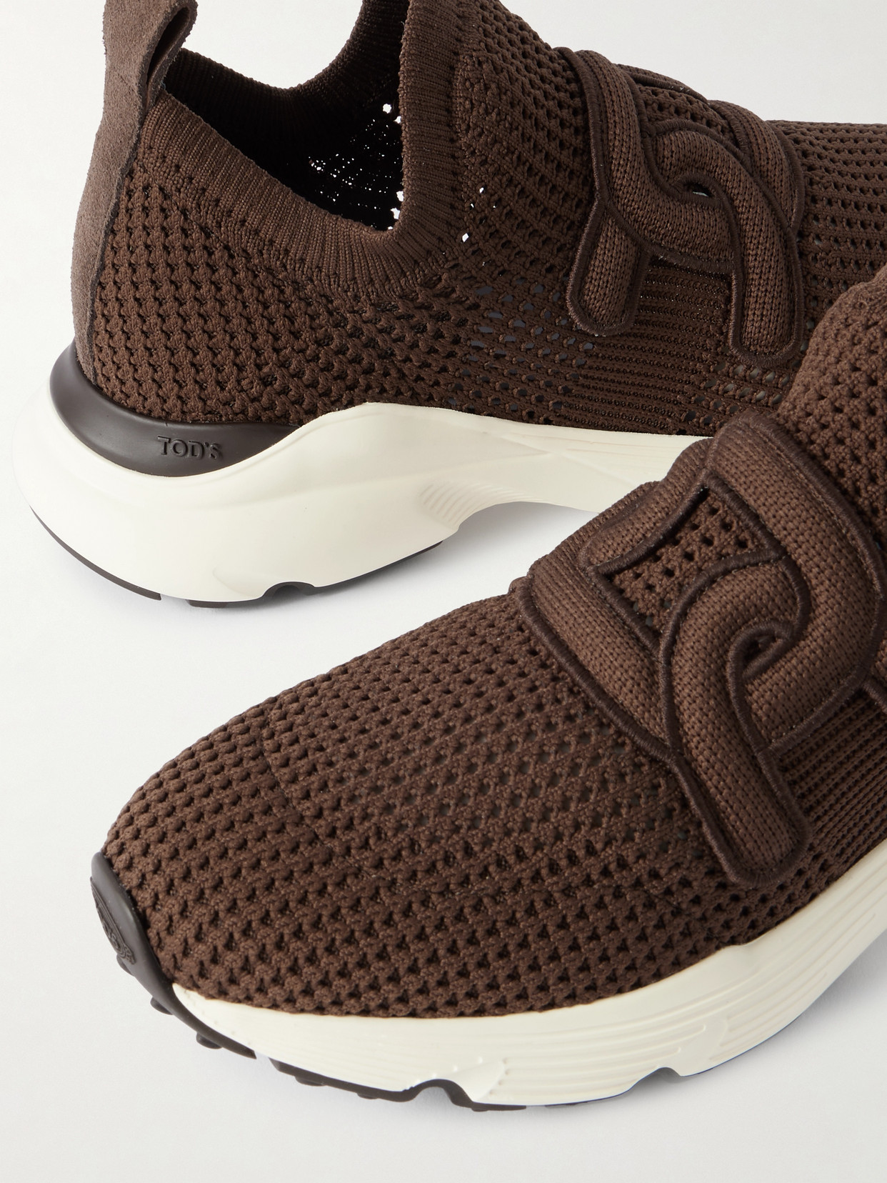 Tod's Stretch-knit Slip-on Sneakers In Brown