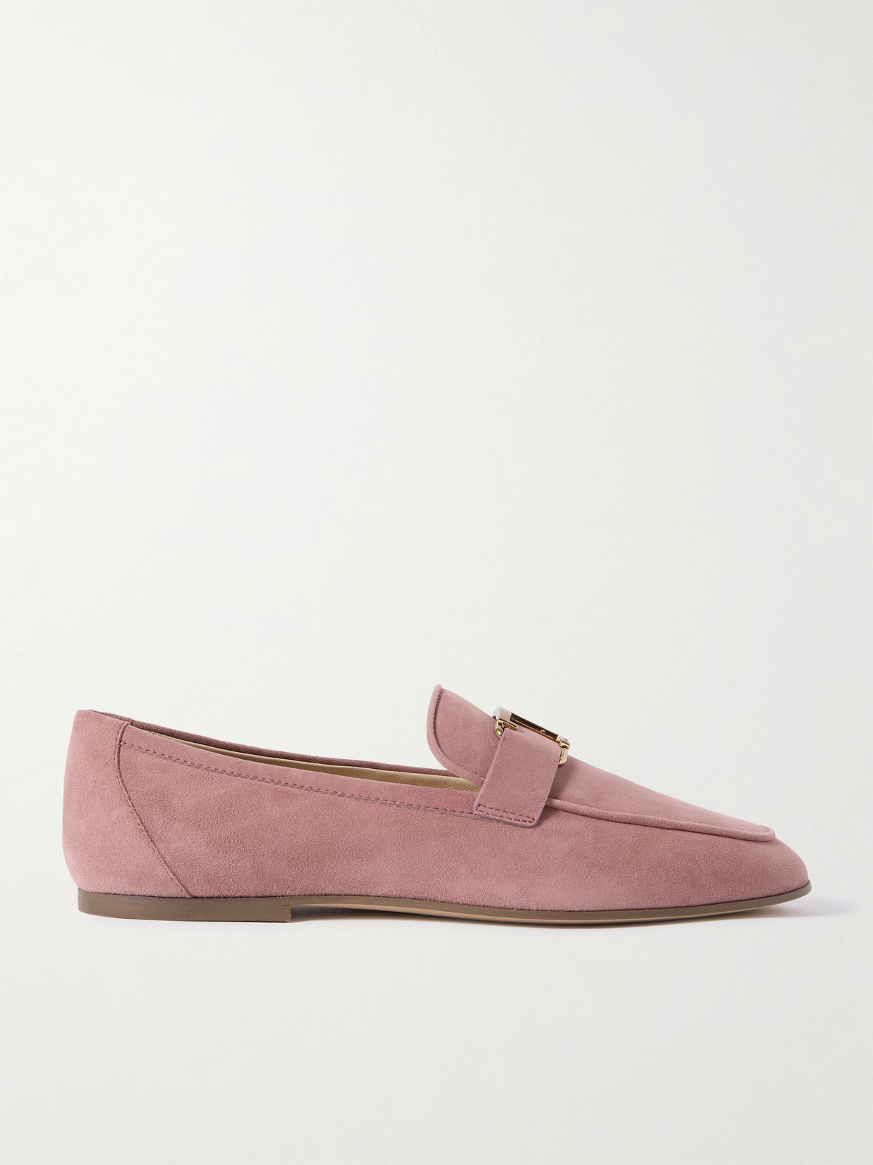 Tod's Embellished Nubuck Loafers In Pink