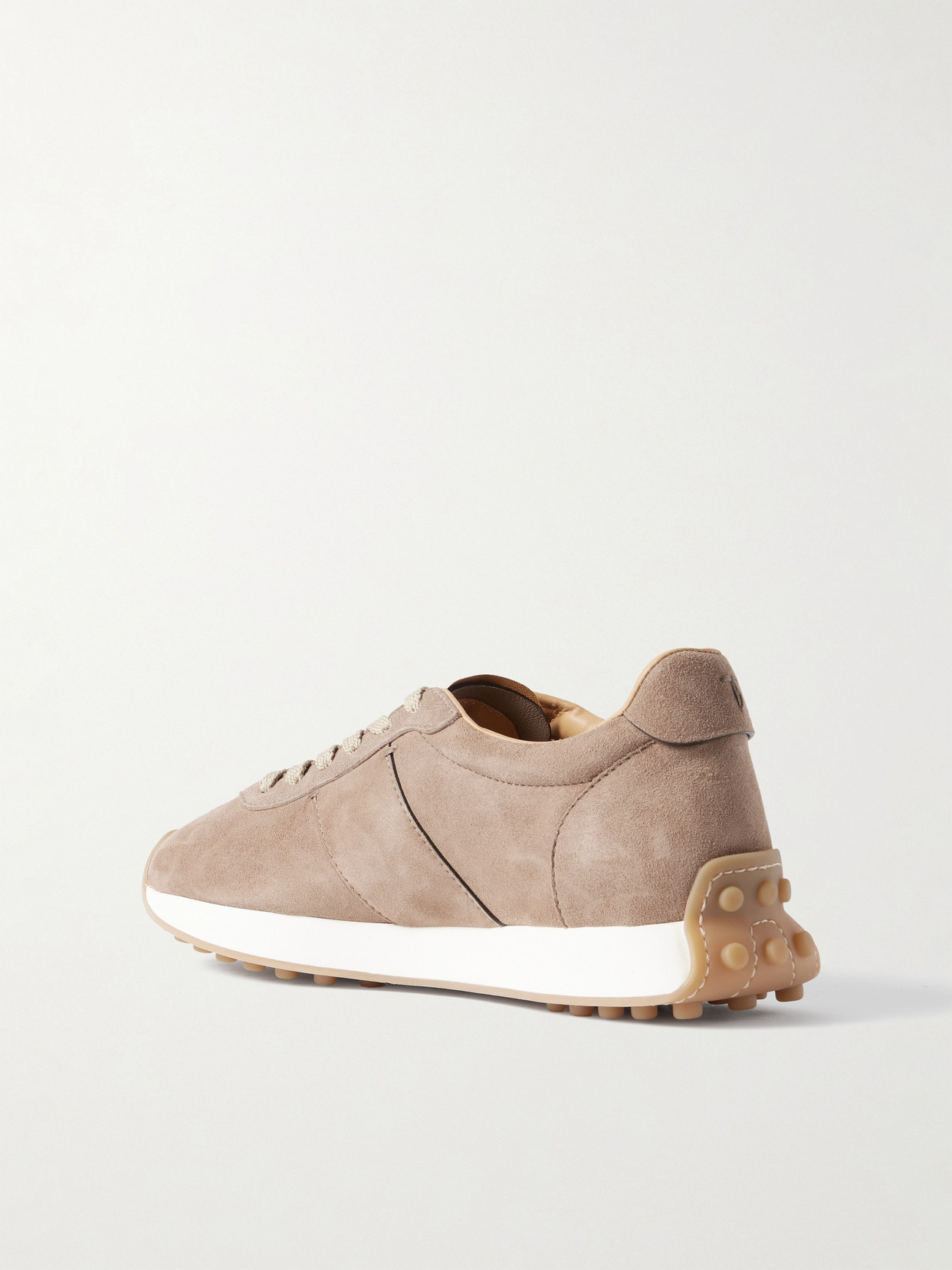 Tod's T Vintage Embroidered Suede Sneakers In Neutrals