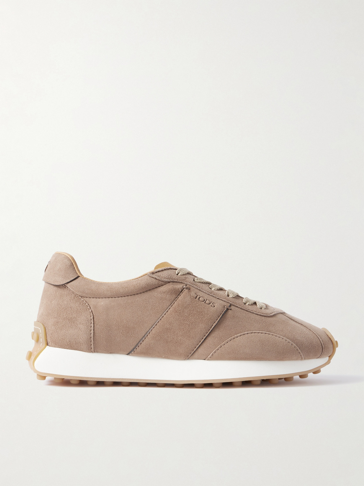 Tod's T Vintage Embroidered Suede Sneakers In Neutrals