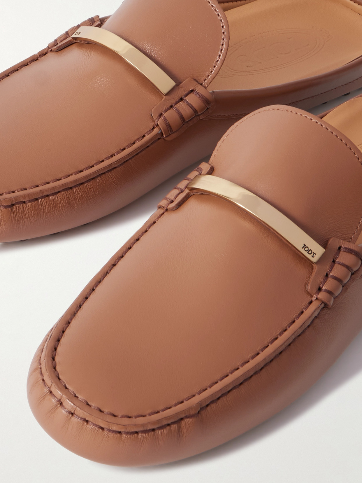 Tod's Gommino 22l Embellished Leather Mules In Brown