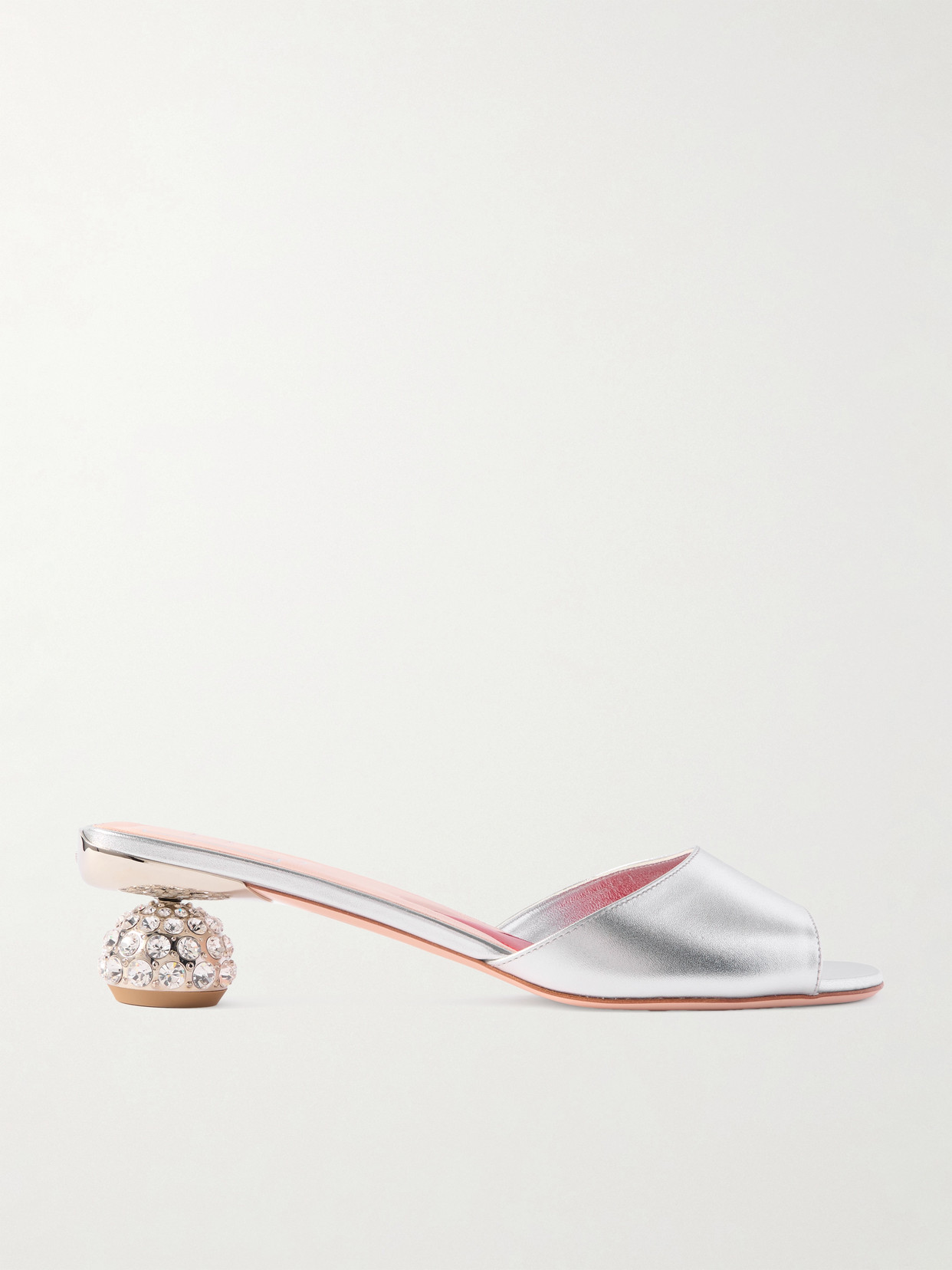 Embellished Metallic Leather Mules