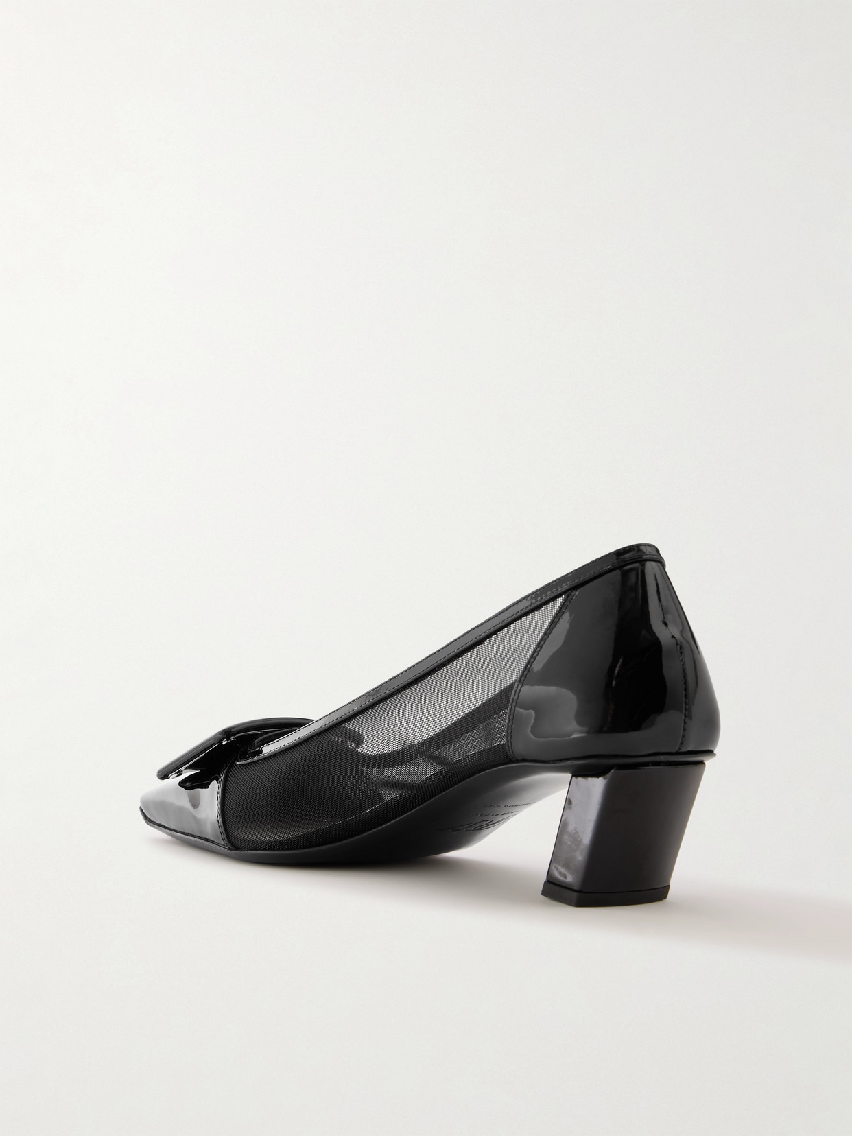 Roger Vivier Belle Vivier Patent Leather-trimmed Mesh Pumps In Black