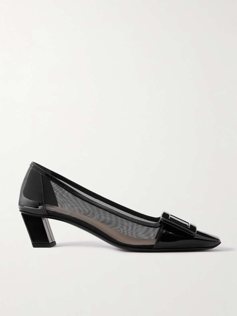 Roger Vivier Belle Vivier 45 Patent Leather-trimmed Mesh Pumps