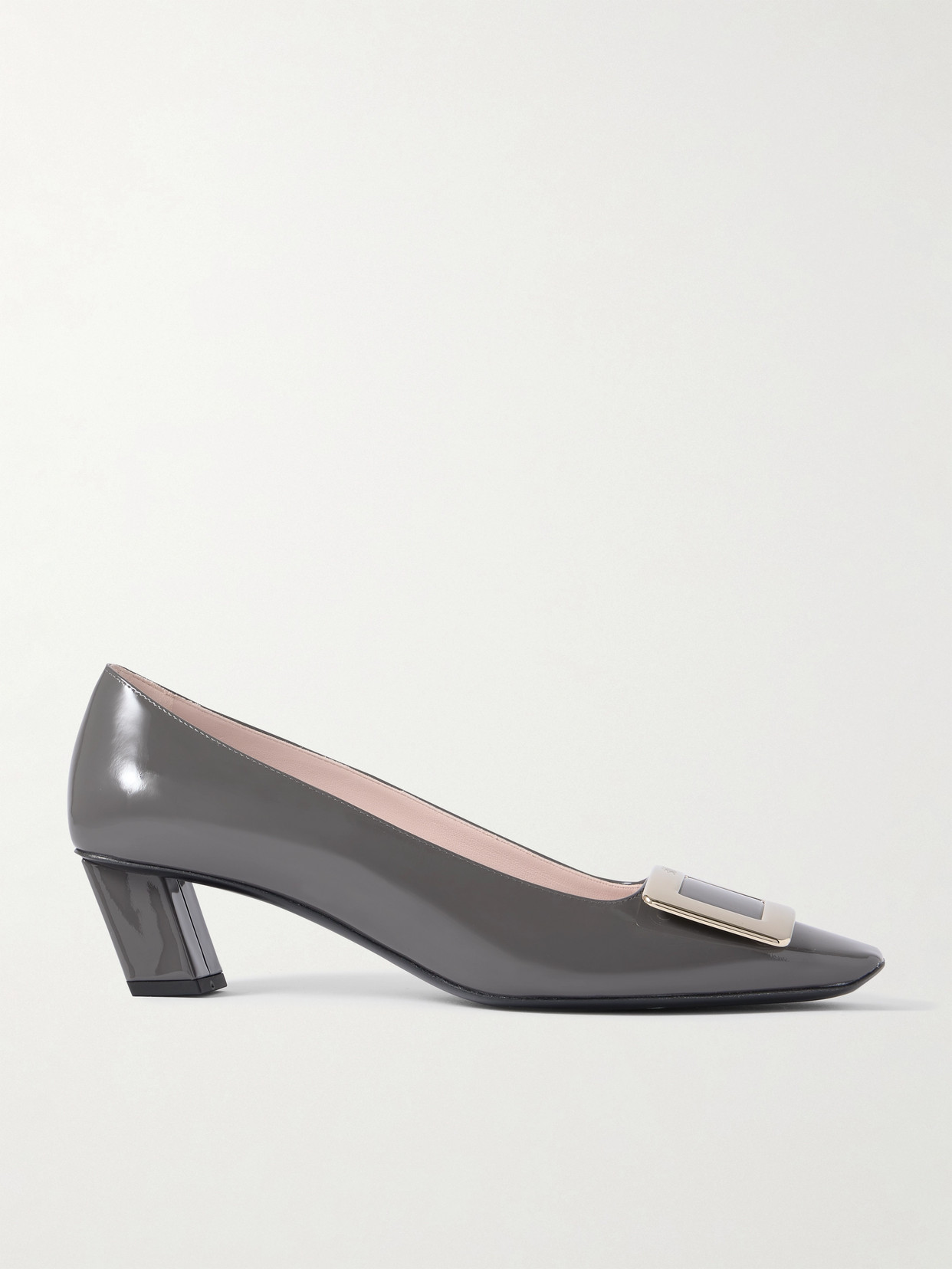 Shop Roger Vivier Belle Vivier 45 Patent-leather Pumps In Gray
