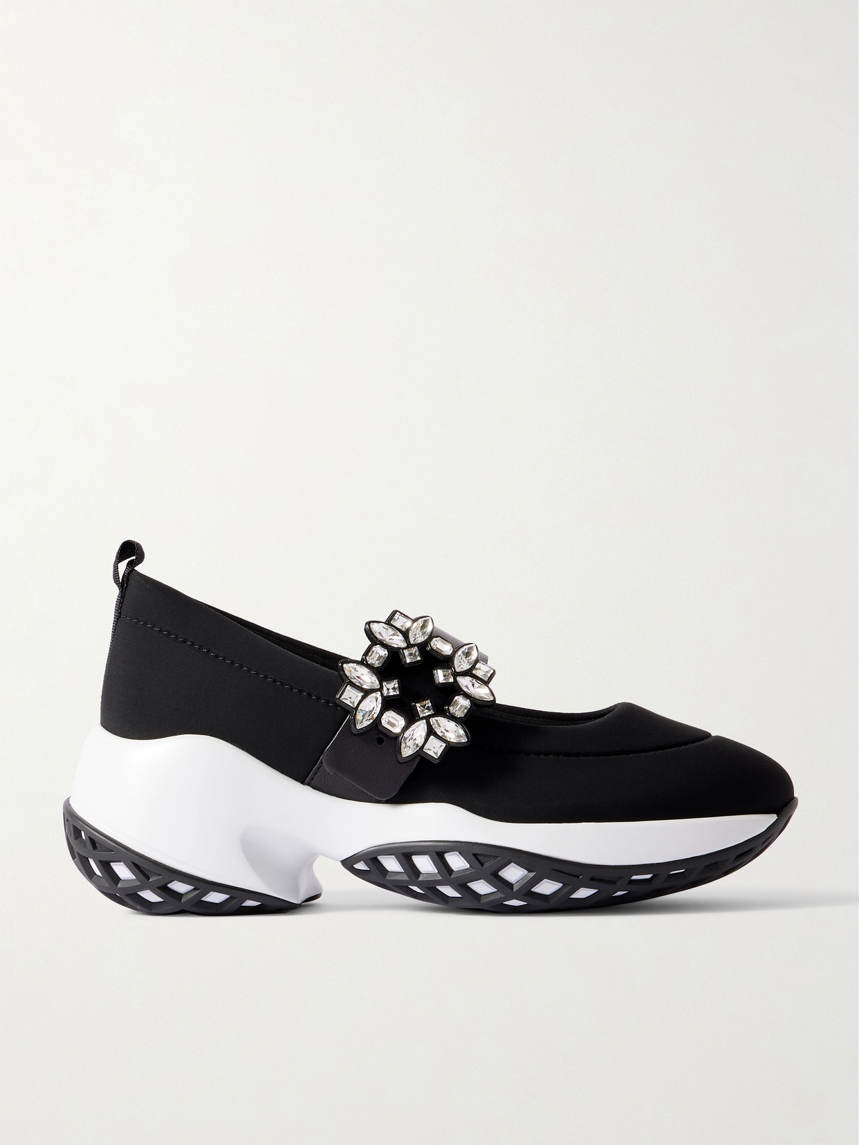 Roger Vivier Viv Run Strass Buckle Hybrid Slip Ons In Black
