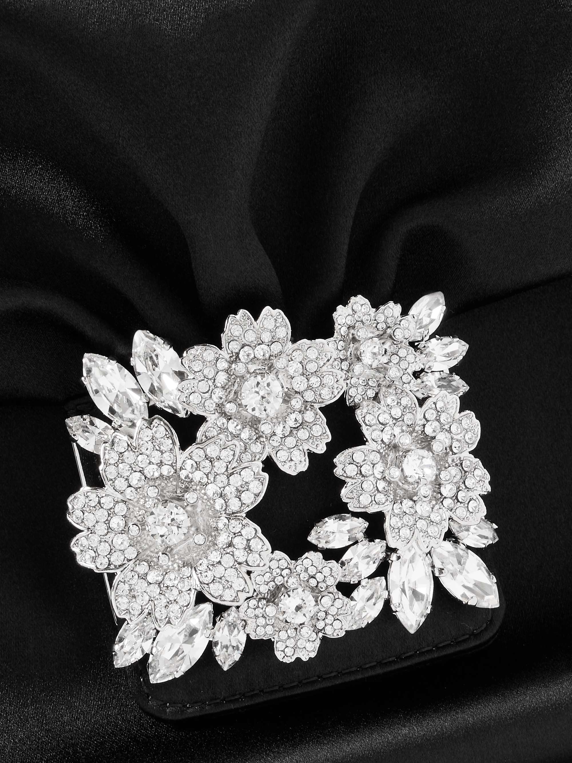 ROGER VIVIER RV Bouquet Strass Drape embellished satin clutch