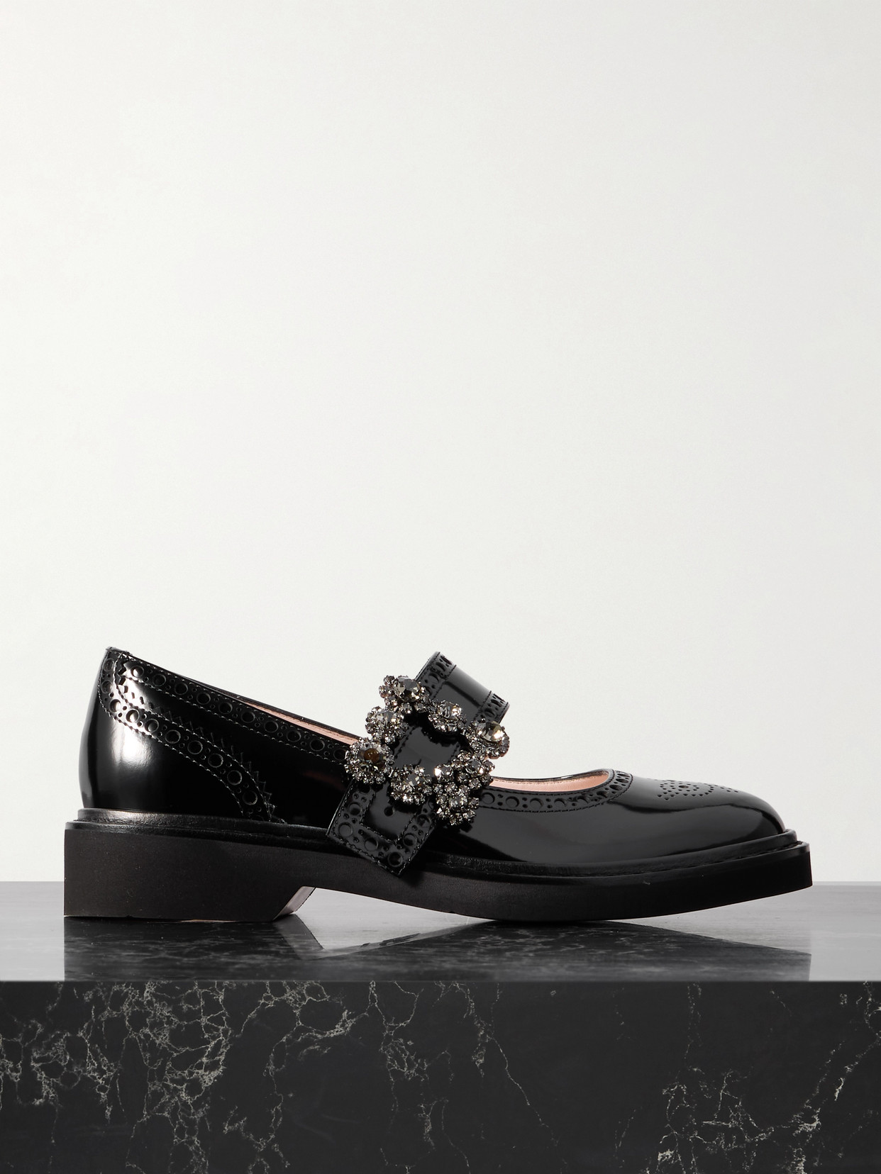 Roger Vivier - Viv Rangers Crystal-embellished Patent-leather Loafers - Black