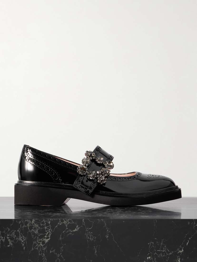 Roger Vivier Viv Rangers Crystal-embellished Patent-leather Loafers