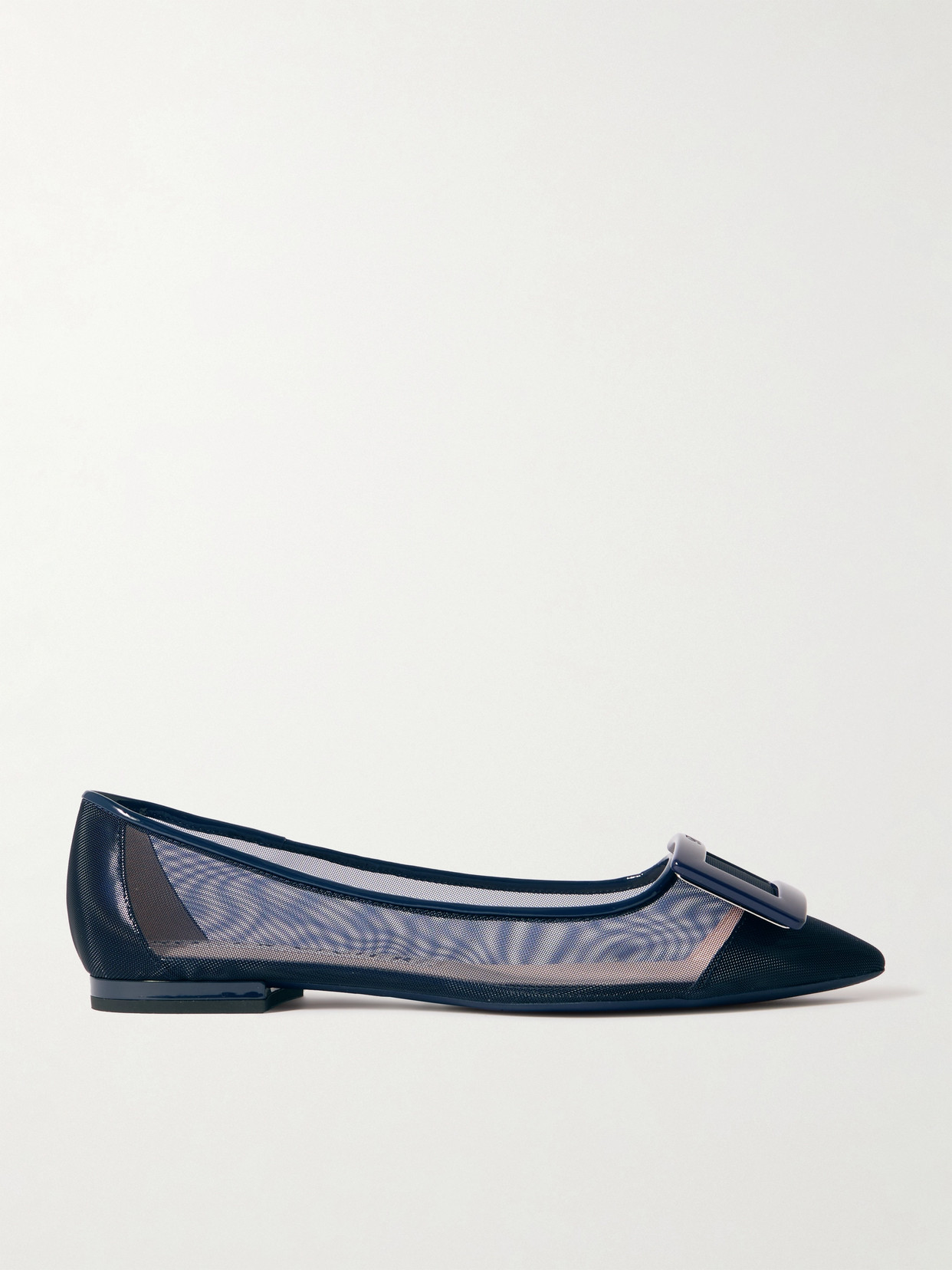 Roger Vivier Gommettine Buckled Mesh Ballet Flats In Blue